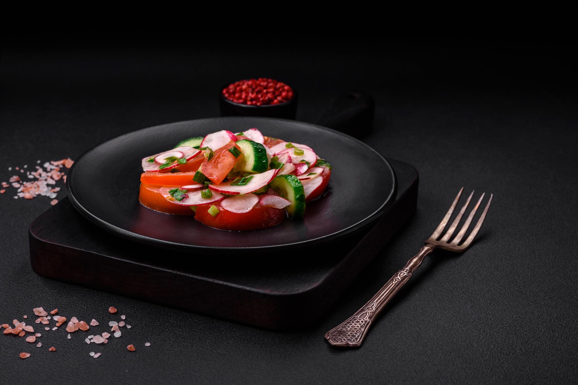 plated seasonal starter on slate